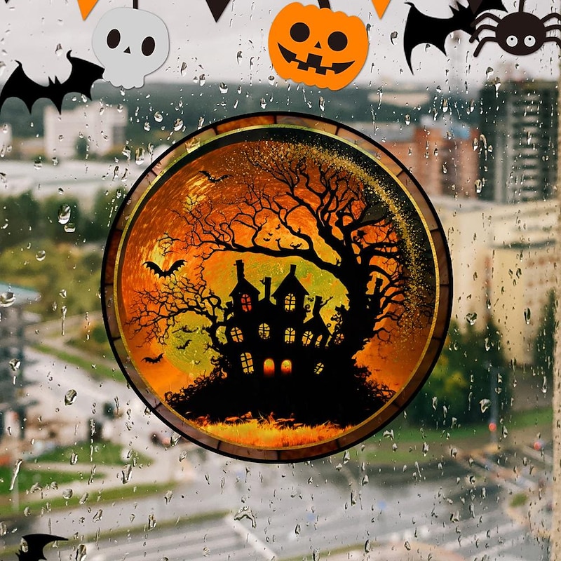 Halloween Glass Stickers Decoration Window Stickers Festive Atmosphere Party Decoration Wall Stickers