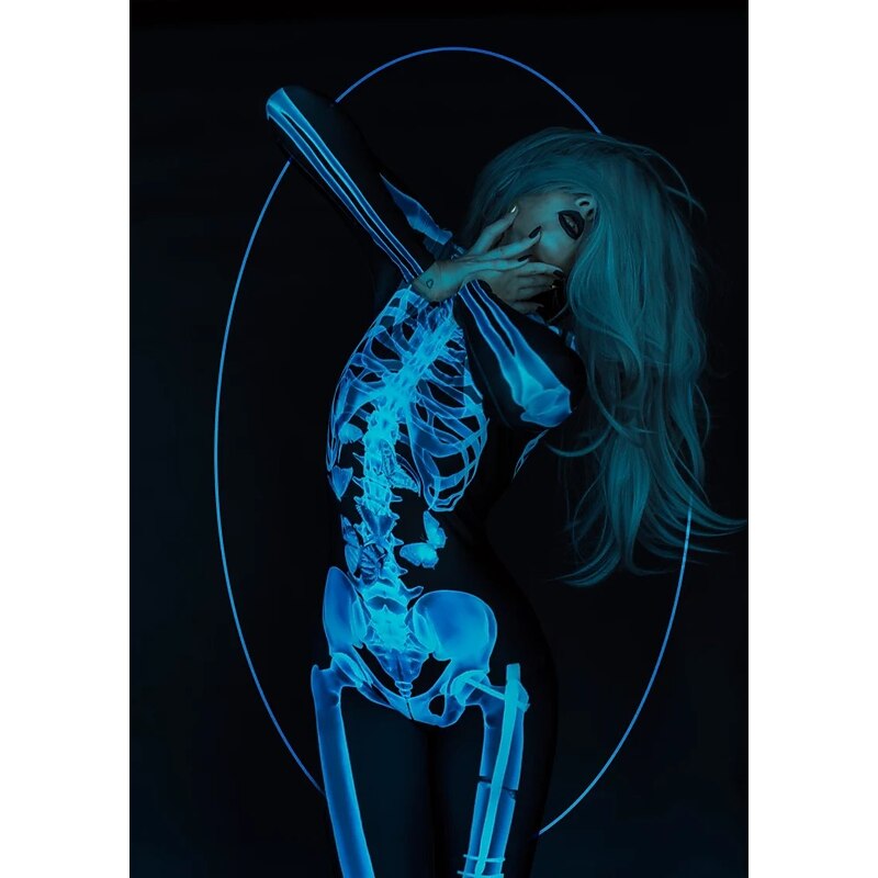 Cosplay Costume Outfits Bodysuit Skeleton Skull Men's Women's Kid's Knee Socks Athletic Socks Dress Socks Printing Polyster Costume for Carnival New Year Teenager Adults'4