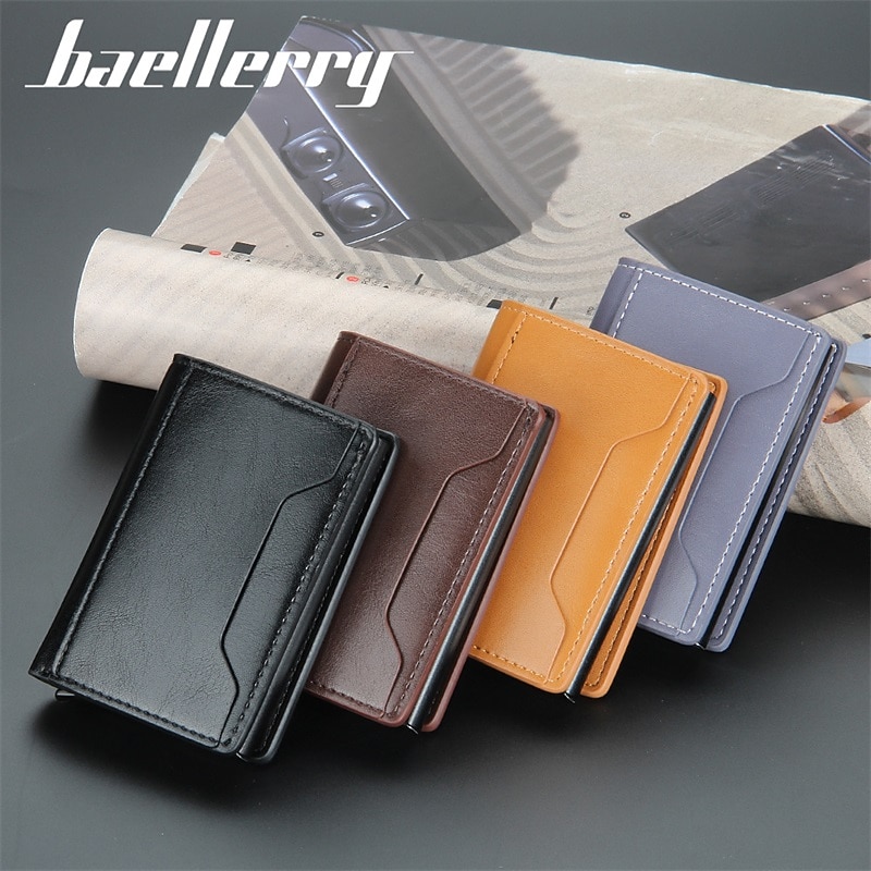 Baellerry Men's Aluminum Box Anti-magnetic Anti-theft Card Case Rfid Short Automatic Pop Card Type Female Card Set2