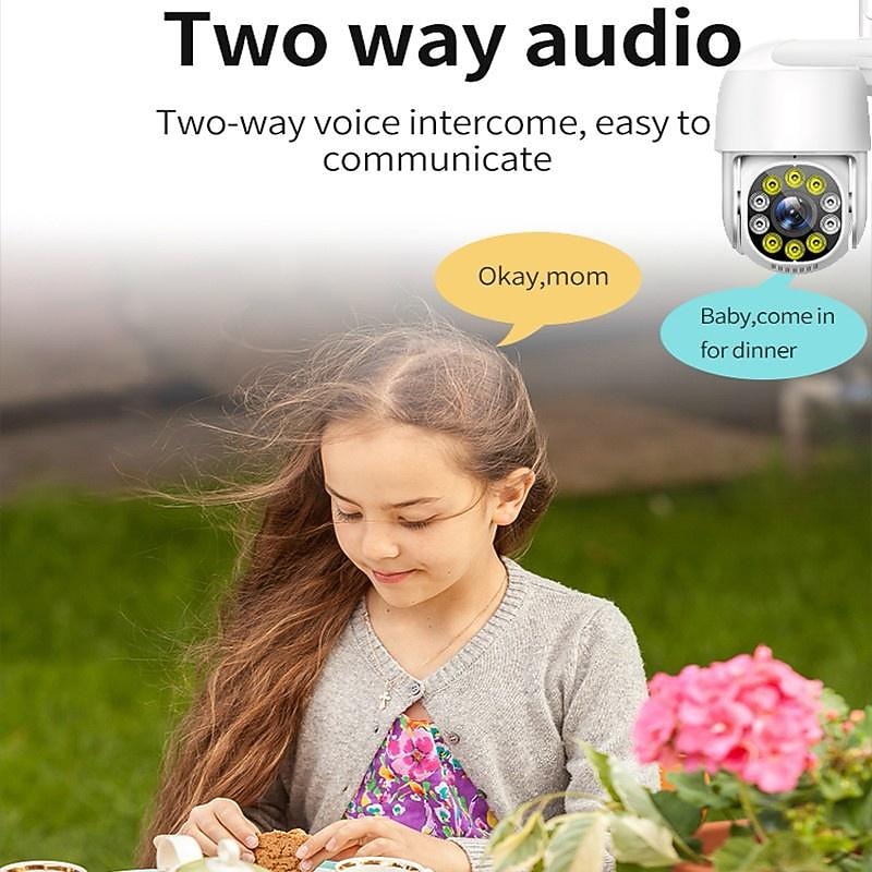 Wireless Wifi IP Dome Camera, Outdoor Waterproof Surveillance Camera, CCTV IR Night Vision Motion Detection Camera, Two-way Audio Network PTZ Home Security Camera for Baby, Store, Office, Pet, Elder4