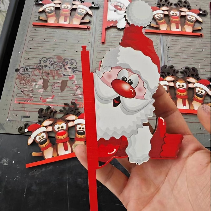 Christmas Door Corner Sign Decoration, Funny Santa Door Frame Decorations Funny Door Frame Christmas Door Sign for Living Room Bedroom Office Outdoor Indoor Frame4