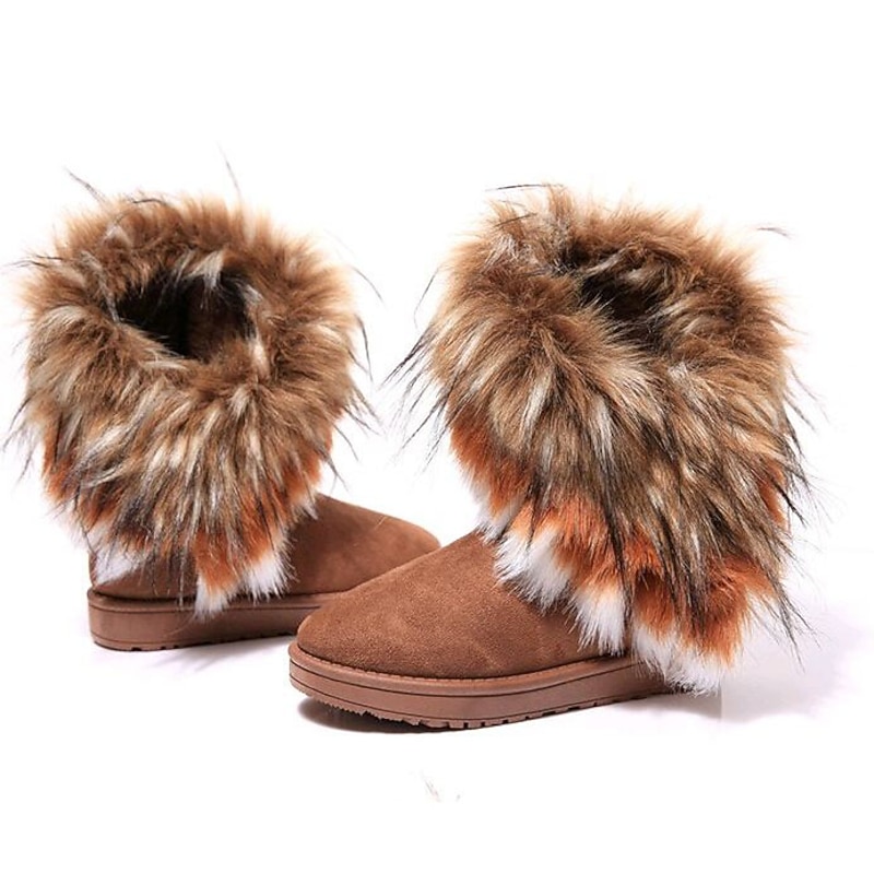 Women's Faux Fur Winter Boots with Fluffy Trim - Cozy and Stylish Cold Weather Footwear3