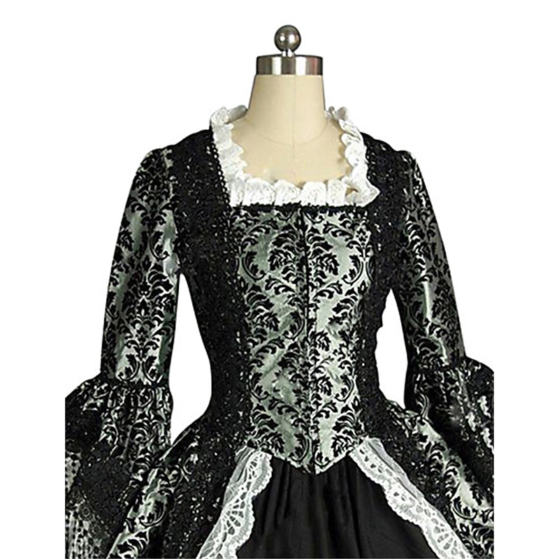 Rococo Victorian Cocktail Dress Floor Length Dress Party Costume Masquerade Flare Cuff Sleeve Plus Size Ball Gown Fancy Dress Women's Royal Carnival Masquerade Party Prom Carnival of Venice Adults'4