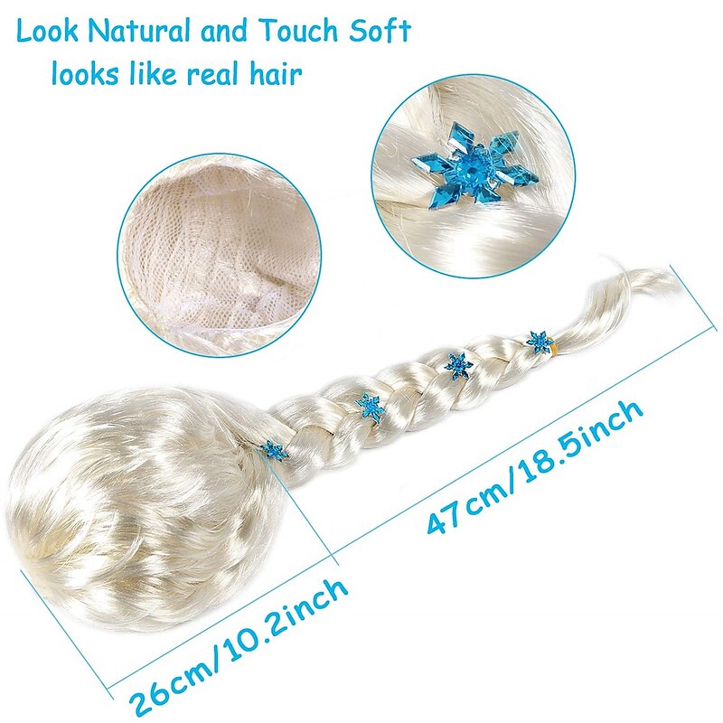 Elsa Wig Frozen Elsa Braid with Princess Tiara Princess Elsa Dress Up Accessories for Kids Girls4