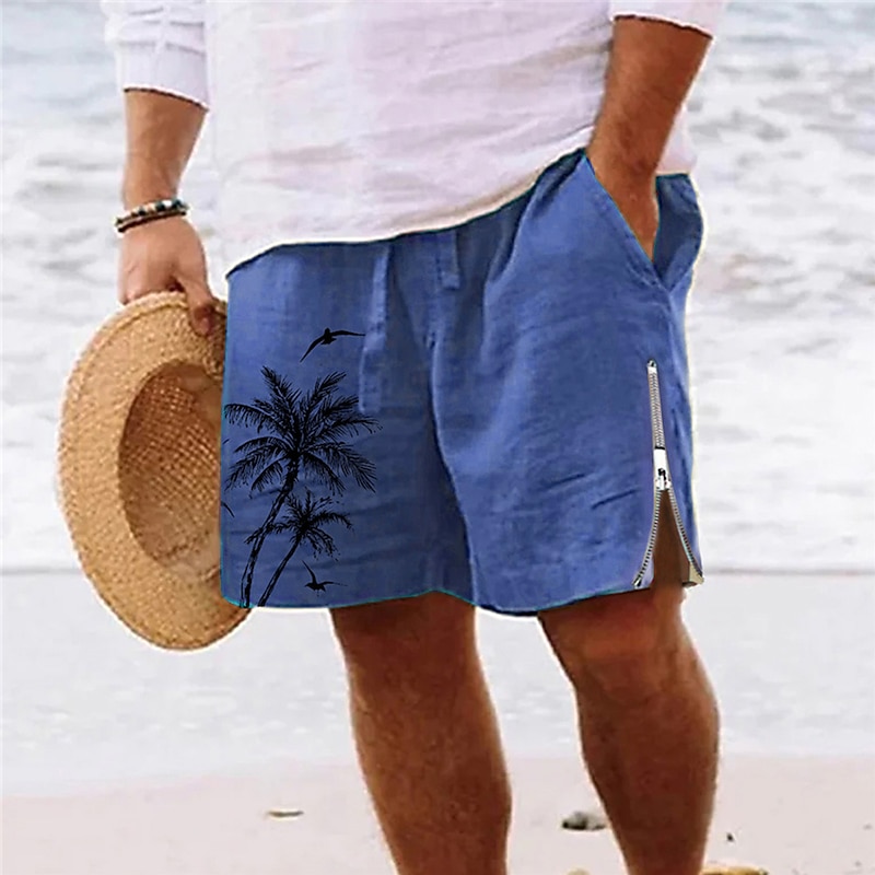 Men's Coconut Tree Graphic Prints Swim Trunks Swim Shorts Board Shorts Mid Waist Streetwear Hawaiian Designer Casual Daily Holiday Zipper Pocket Elastic Waist Designer Clothing Apparel4