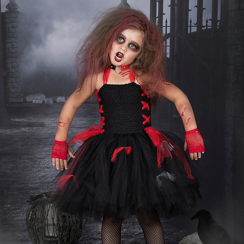 Zombie Halloween Dress Cosplay Costume Tutu Cosplay Kid's Girls' Carnival Masquerade Party / Evening Easy Halloween Costumes Dress Up