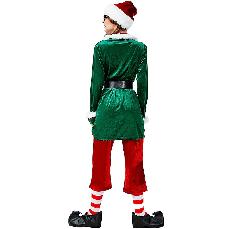 Santa Claus Elf Mrs.Claus Outfits Christmas Hat Fancy Christmas Dress Women's Christmas Adults' Christmas Carnival Christmas Eve Christmas Party Coat Pants Belt Leg Warmers Socks3