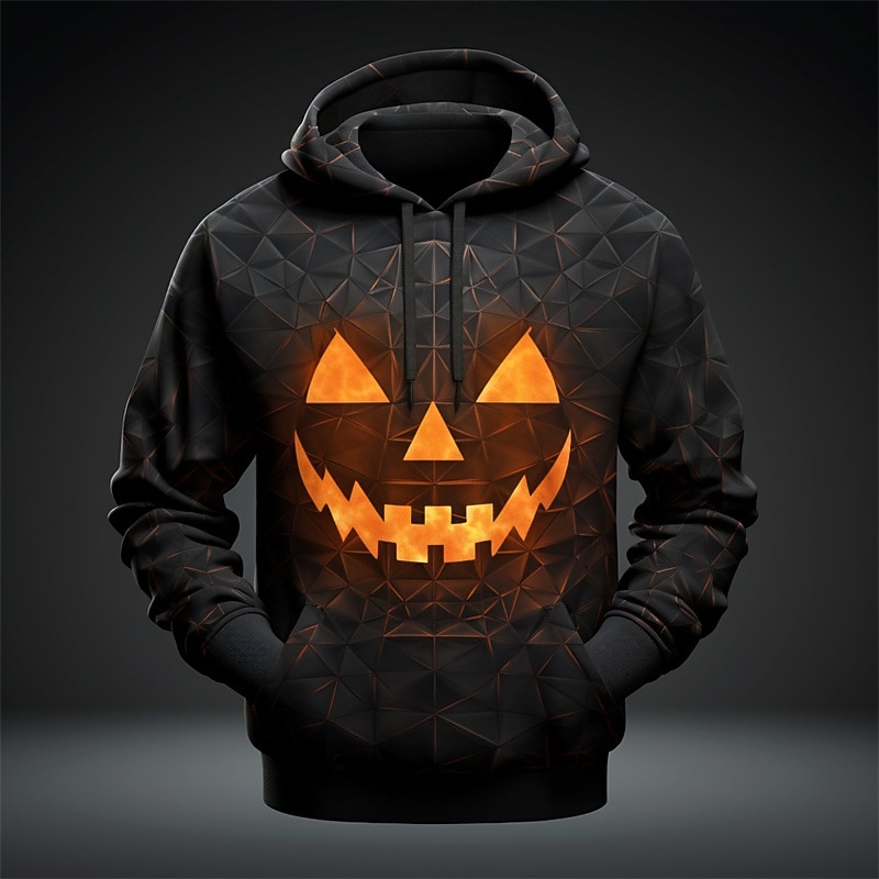 Men's Cartoon Graphic Prints Hoodie Hoodies Sweatshirt Daily Classic Long Sleeve Hooded Halloween Holiday Going out Black Grey Custom Print Print Spring &  Fall Designer4