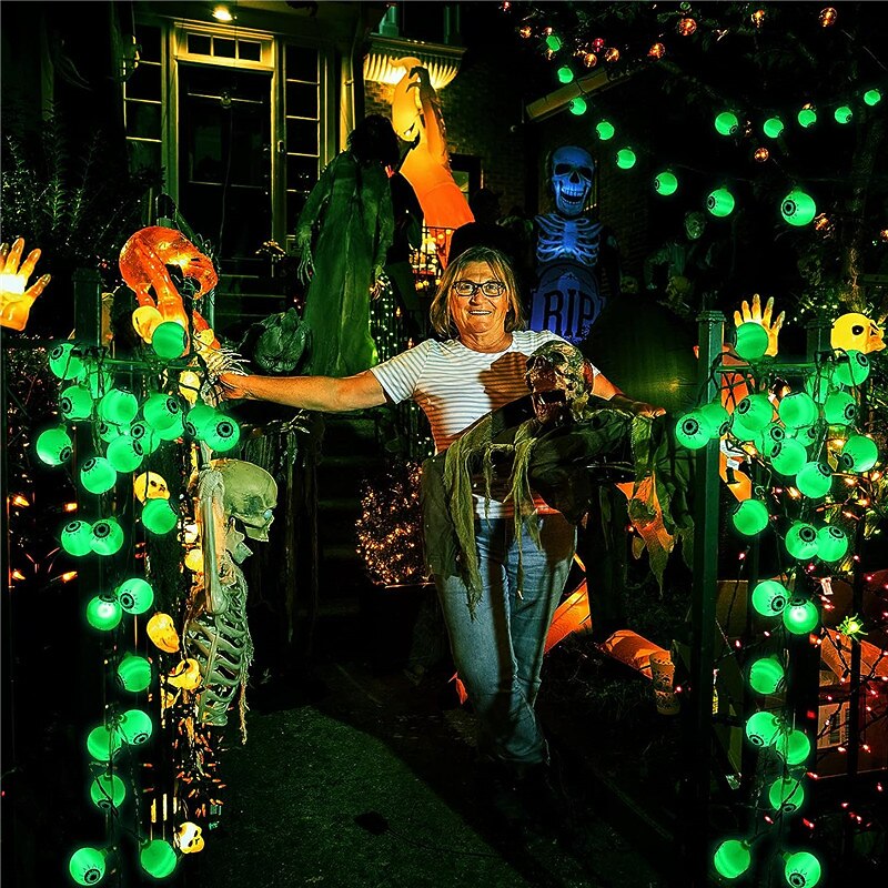 Halloween Eyeball Atmosphere Led String Lights 3M 20Leds Halloween Decoration Green Lights AA Battery Power For Party Horror Lighting2