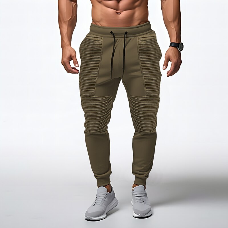 Men's Sweatpants Joggers Trousers Drawstring Elastic Waist Pleats Color Block Comfort Breathable Casual Daily Holiday Sports Fashion ArmyGreen Black