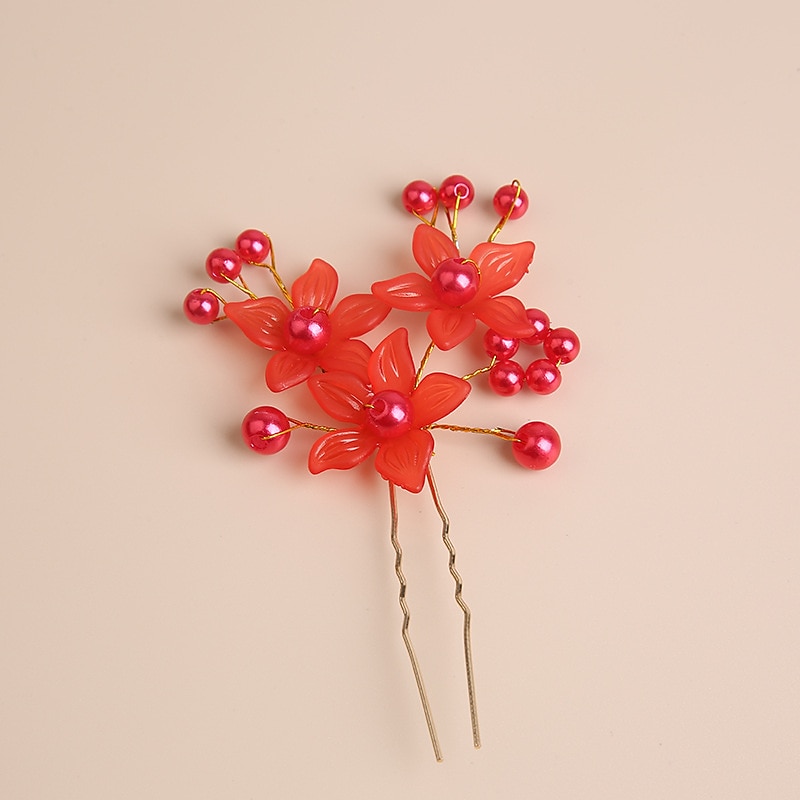 Crystal / Imitation Pearl / Acrylic Crown Tiaras / Hair Pin with 1 Piece Wedding / Special Occasion / Party / Evening Headpiece4