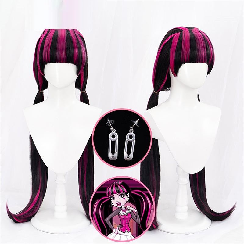 Anime Monster High Cosplay Draculaura Cosplay Long Wig Halloween Wigs