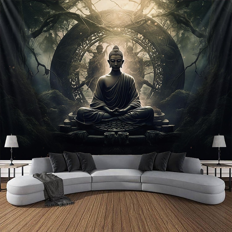 L.T.HOME Buddha Bohemian Hanging Tapestry Wall Art Large Tapestry Mural Decor Photograph Backdrop Blanket Curtain Home Bedroom Living Room Decoration Lotus3