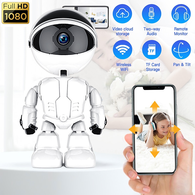 1080P IP Camera Pan Tilt Surveillance Camera 200W Pixels WiFi PTZ Camera Wireless Two-way Audio Network Cameras Baby Monitor Home Security Motion Detection Security Surveillance NetCam + 16/32/64G TF Card(optional)