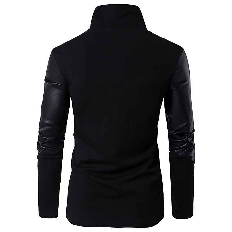 Men's Cardigan Sweater Ribbed Knit Regular Knitted Plain Standing Collar Warm Ups Modern Contemporary Daily Wear Going out Clothing Apparel Fall Winter Black S M L3