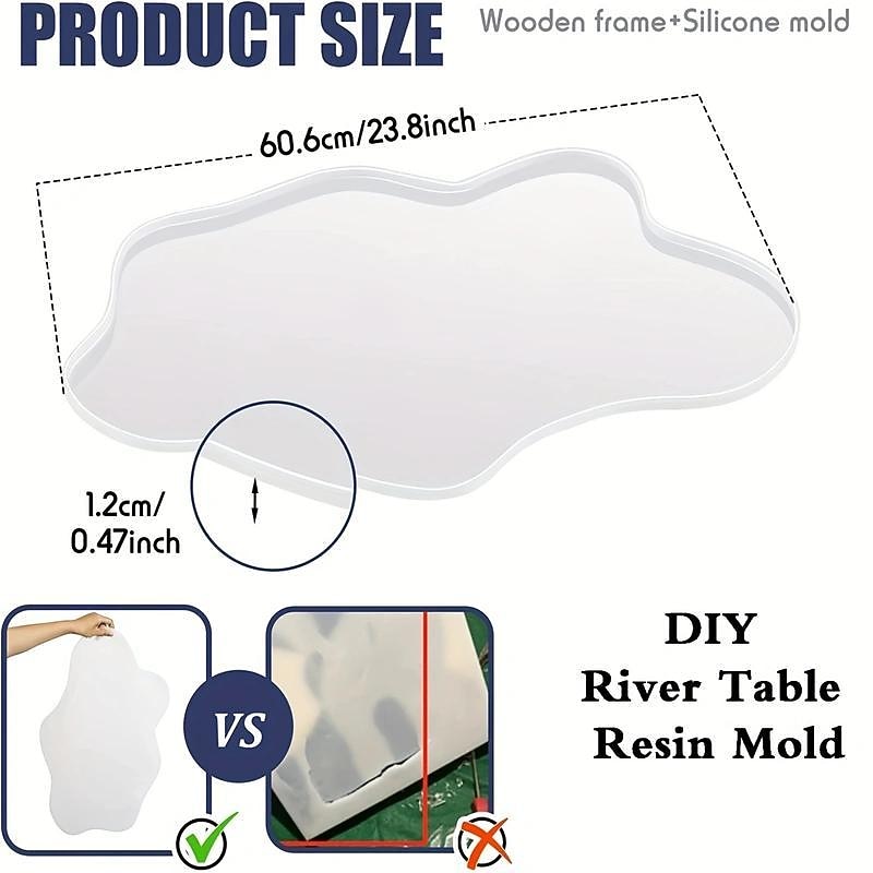 Large Resin Table Mold Set 60cm/24 Inch Silicone Tray Molds For Epoxy Resin With Table Legs For Charcuterie Board, Coffee Table, Modern Desk Night Stand, DIY Cutting Board, Home Art Decoration4