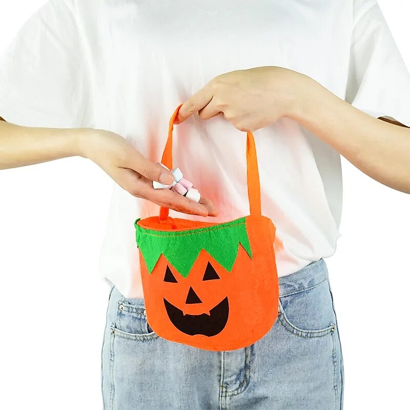 Halloween Loot Party Kids Pumpkin Trick Or Treat Tote Bags Candy Bag Halloween Candy Storage Bucket Portable Gift Basket3