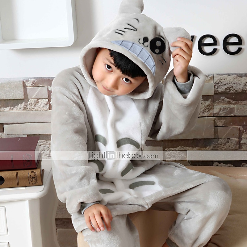 Kid's Animal Print Onesie Costume Carnival Costume Anime Totoro Onesie Pajamas Kigurumi Pajamas Funny Costume For Boys and Girls Christmas Carnival Children's Day Cartoon2