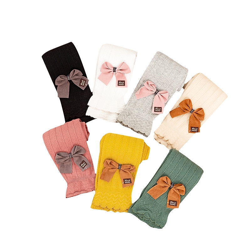 Kids Girls' Leggings Solid Color Fashion Outdoor Cotton 3-7 Years Spring turmeric Black White3