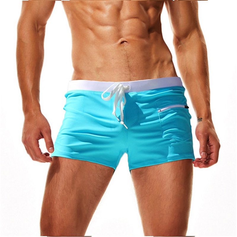 Men's Swim Shorts Swim Trunks Quick Dry with Mesh Lining Board Shorts Drawstring Zipper Pocket Breathable Bottoms - Swimming Surfing Beach Water Sports Solid Colored Spring Summer2