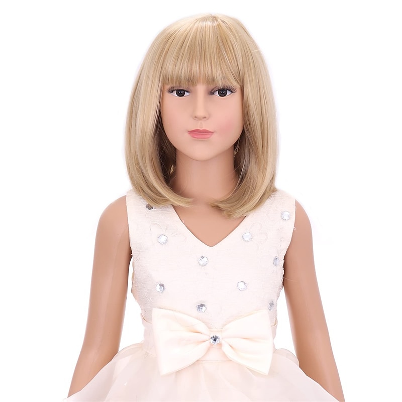 Kids Black Wig Child Black bob Wig Short Black Wig for Girls Cosplay Party Synthetic Rose Net Daily Wear Wig Halloween Wigs