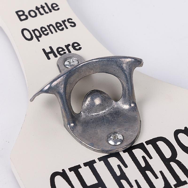 1pc Retro Wooden Bottle Opener Wall Mounted Hanging Beer Openers Bar Tools Alloy Electroplating Process Bar Cafe Wall Decoration4