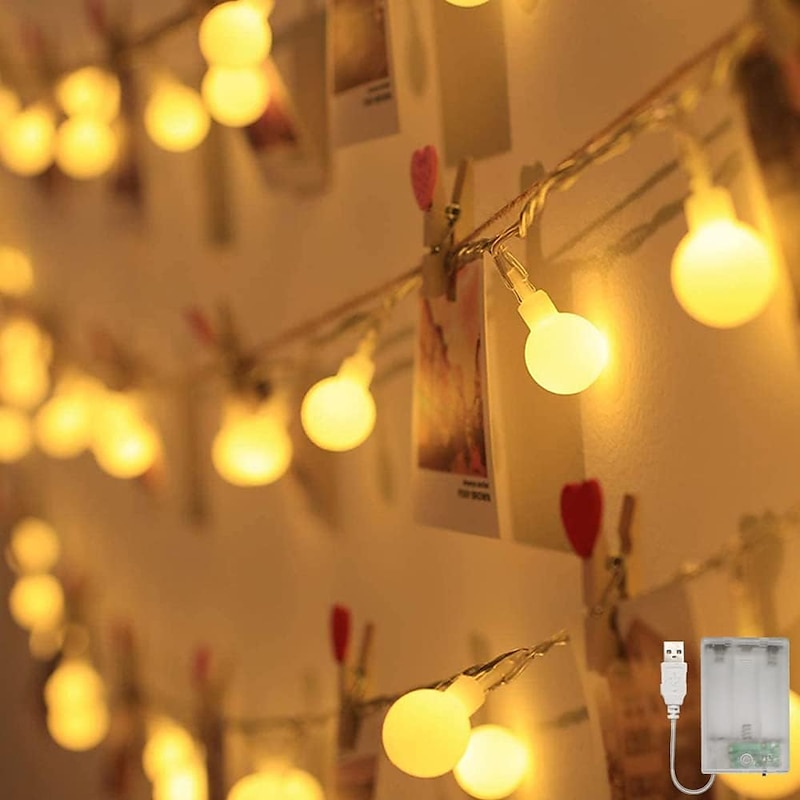 LED String Lights 3M-20LED 6M-40LED 10M-80LED Ball Lights USB Bulb Light String Waterproof Outdoor Wedding Christmas Holiday3