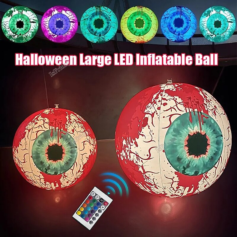Halloween Decorations LED Inflatable Eye Ball Light with Remote Control RGB Colorful LED Light Ball Outdoor Courtyard Glow Ball