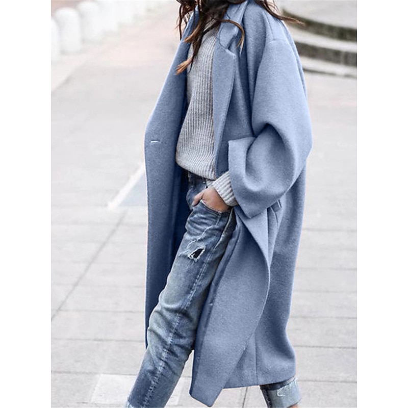 Women's Winter Coat Long Pea Coat with Hood Fall Overcoat Windproof Warm Lapel Trench Coat Oversized Open Front Turndown Fashion Street Outerwear Long Sleeve2