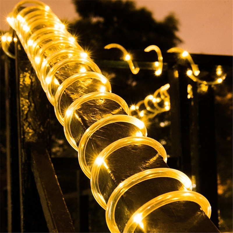 2/1PCS Rope Strip Light Solar LED Waterproof Tube Fairy Light Strings Outdoor Garden Christmas Lawn Tree Yard Fence Pathway Decor3