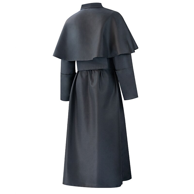 Retro Vintage Medieval Coat Necklace Trench Coat Witch Plague Doctor Priest Solid Colored Fancy Dress Men's Steampunk Walpurgis Night Halloween Carnival Masquerade Party / Evening Stage Adults' Coat4