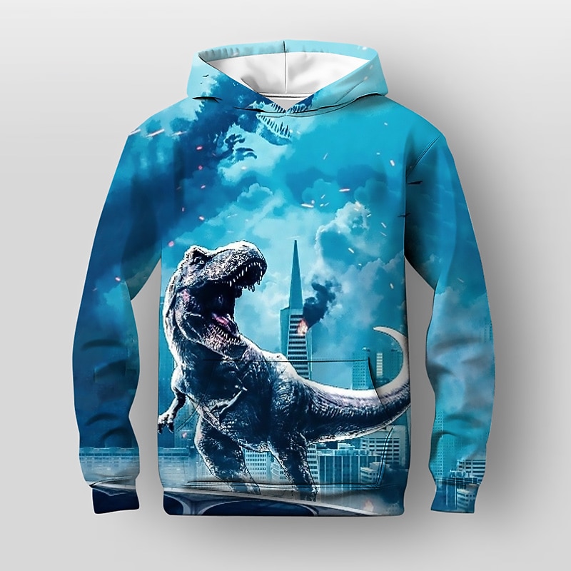 Boys 3D Graphic Animal Dinosaur Hoodie Long Sleeve 3D Print Summer Spring Fall Sports Fashion Streetwear Kids 3-12 Years Outdoor Casual Daily Regular Fit2