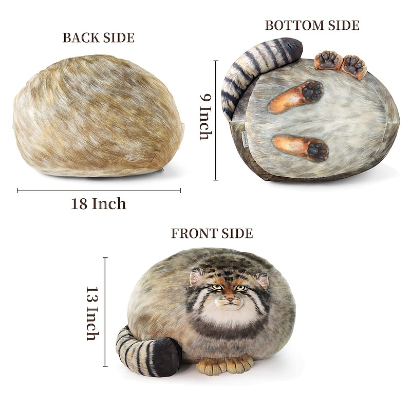 Cat Plush Body Pillow Pallas Cat Plush Pillow Cute Steppe Cat Stuffed Animals Soft Plushies Kitten Plush Throw Pillow Doll Big Plush Toys Gift for Girls Boys Girlfriend2