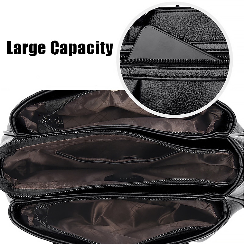 Women's Handbag Boston Bag PU Leather Daily Holiday Zipper Large Capacity Waterproof Durable Solid Color claret Black Blue4