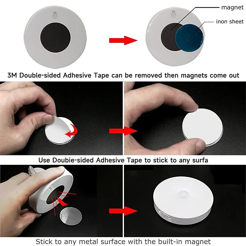 8LED Motion Sensor LED Night Light Smart Switch Sensor Light USB Rechargeable Battery Driven Bathroom Bedside Light For Room Hallway Access Bathroom Home Lighting4