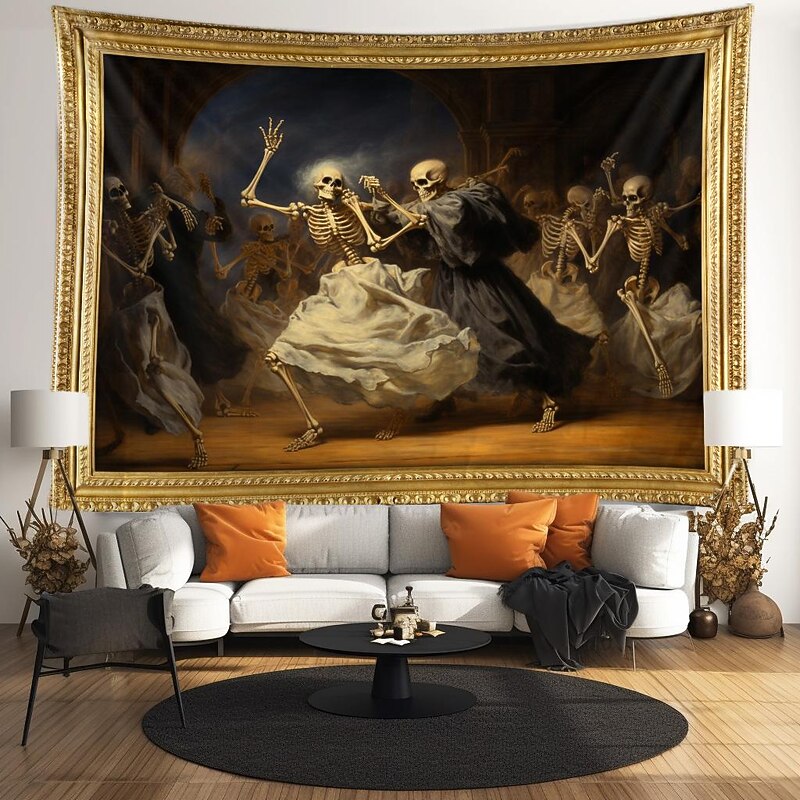 Halloween Skull Skeleton Party Hanging Tapestry Wall Art Large Tapestry Mural Decor Photograph Backdrop Blanket Curtain Home Bedroom Living Room3