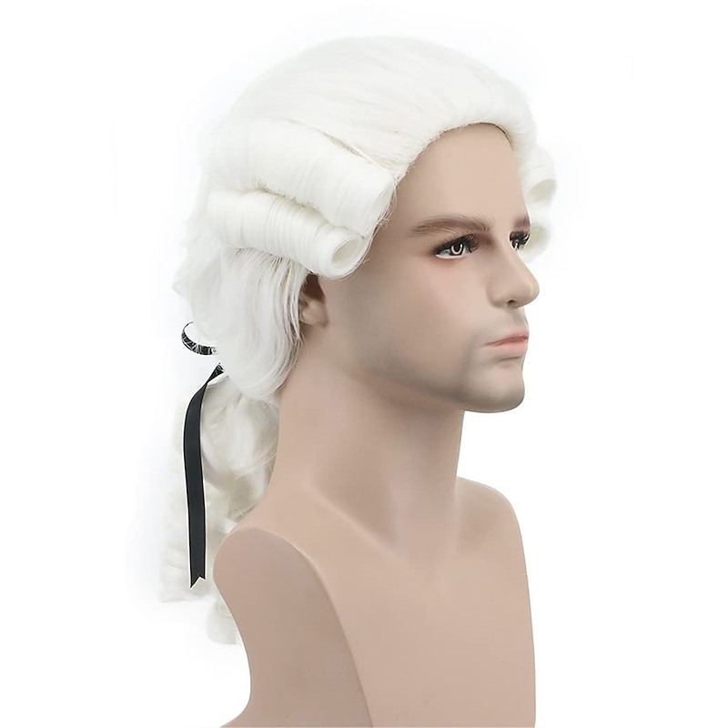 Colonial Wig Man Long Wave White Wig Washington Carnival Costume Cosplay Wig Halloween Wigs3