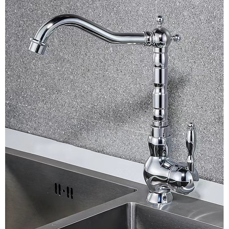 Kitchen Faucet Sink Mixer Taps, Single Hanld 360 Degree Swivel Vessel Tap with Cold and Hot Hose2