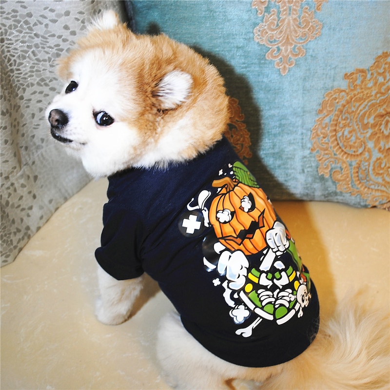 Dog Cat Shirt / T-Shirt Fashion Cool Waterproof Breathable Soft Washable Comfortable Outdoor Halloween Casual Daily Dog Clothing for Bichon Frise Pomeranian Baby Pet Papillon Small