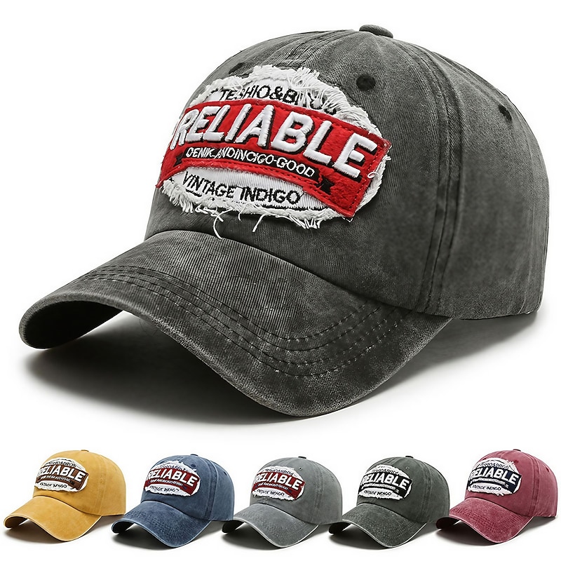 Unisex Baseball Cap Black Yellow Cotton Washed Travel Beach Outdoor Vacation Plain Adjustable Fashion Eye Protection