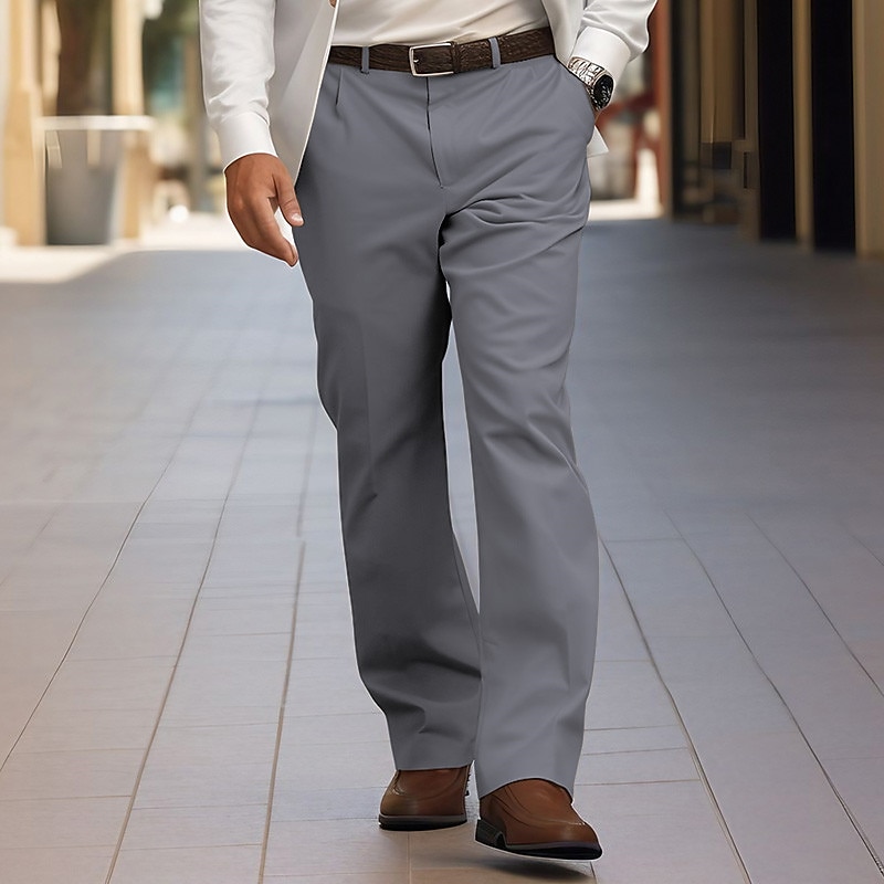 Men's Graduation Dress Pants Flared Pants Trousers Casual Pants Front Pocket Plain Comfort Casual Daily Holiday Fashion Basic White Red2