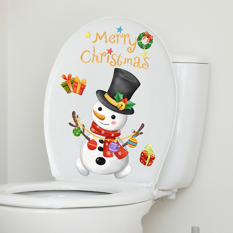 Christmas Snowman Sticker Toilet Sticker Background Wall Toilet Decoration Wall Decal3