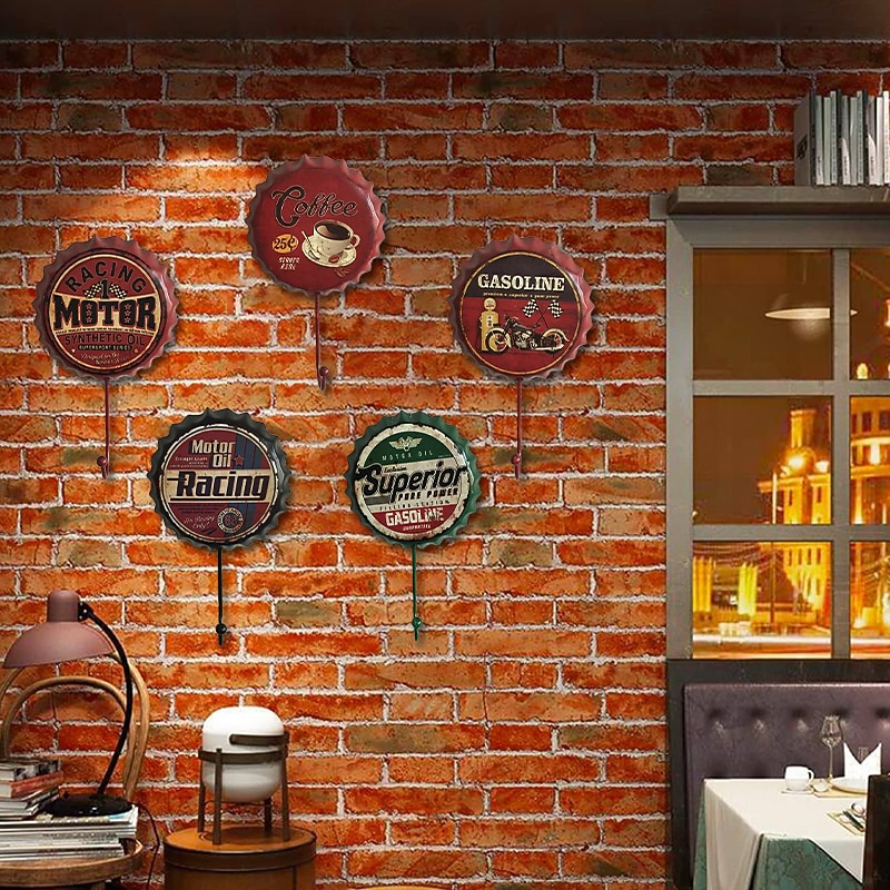 1pc Retro Metal Hooks Beer Bottle Cap Pattern Waterproof Hanging Hooks Perfect for Room Kitchen Porch Door & Home Improvement Outdoor Decor 10x16cm/4''x6.3''3