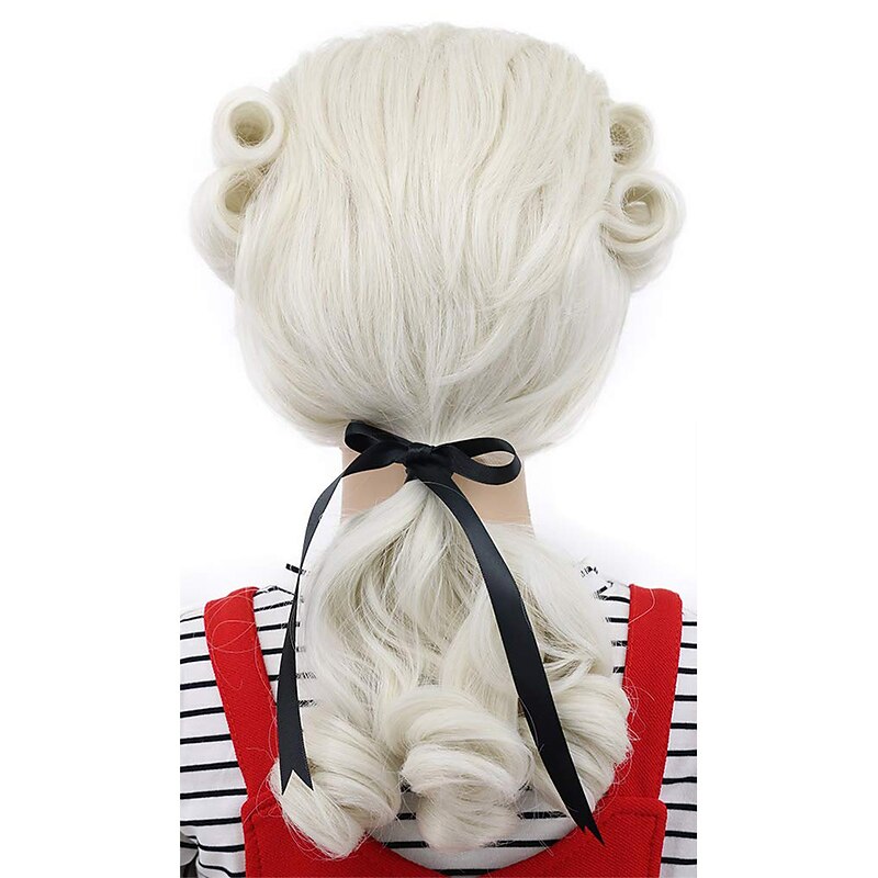 Kids Long Wave Beige Judge Colonial Powdered Wig George Washington Carnival Costume Cosplay Wig Halloween Wigs2