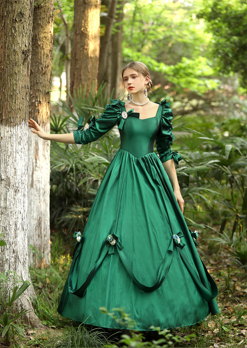 Gothic Victorian Vintage Inspired Dress Party Costume Prom Dress Princess Shakespeare Solid Color Ball Gown Fancy Dress Women's Royal Halloween Carnival Valentine's Day Party Evening Party Masquerade4