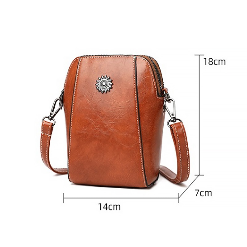 Women's Brown Faux Leather Crossbody Bag – Stylish Sunflower Design with Adjustable Strap for Daily Use, Travel & Casual Outings4