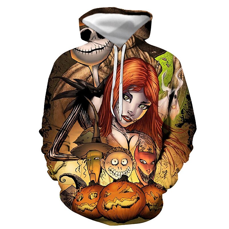 Halloween Skull Skeleton Hoodie Pullover Funny Christmas Hoodie Print 3D Front Pocket Graphic For Couple's Men's Women's Adults' Halloween Carnival Masquerade 3D Print Halloween Vacation4