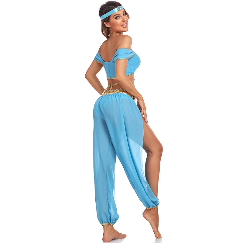 Princess Jasmine Halloween Cosplay Costume Belly Dance Costume Sexy Costume Adults' Women's Carnival Performance Party Easy Halloween Costumes Dress Up4