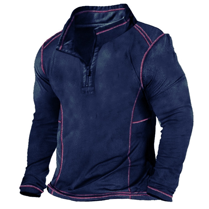 Men's T Shirt Tee Top Long Sleeve Quarter Zip Summer Plain Raglan Sleeve Fashion Designer Basic Vacation Street Going out Black Blue Purple Top Tee for Men3