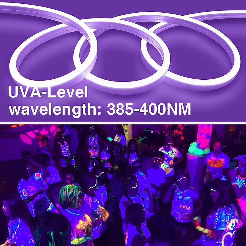 LED UV Silicone Waterproof Light with Halloween Atmosphere Neon Orange Outdoor Light with SMD2835 380-400NM UV LED Black Light Suitable for Christmas Halloween Fluorescent Dance and UV Body Coating2